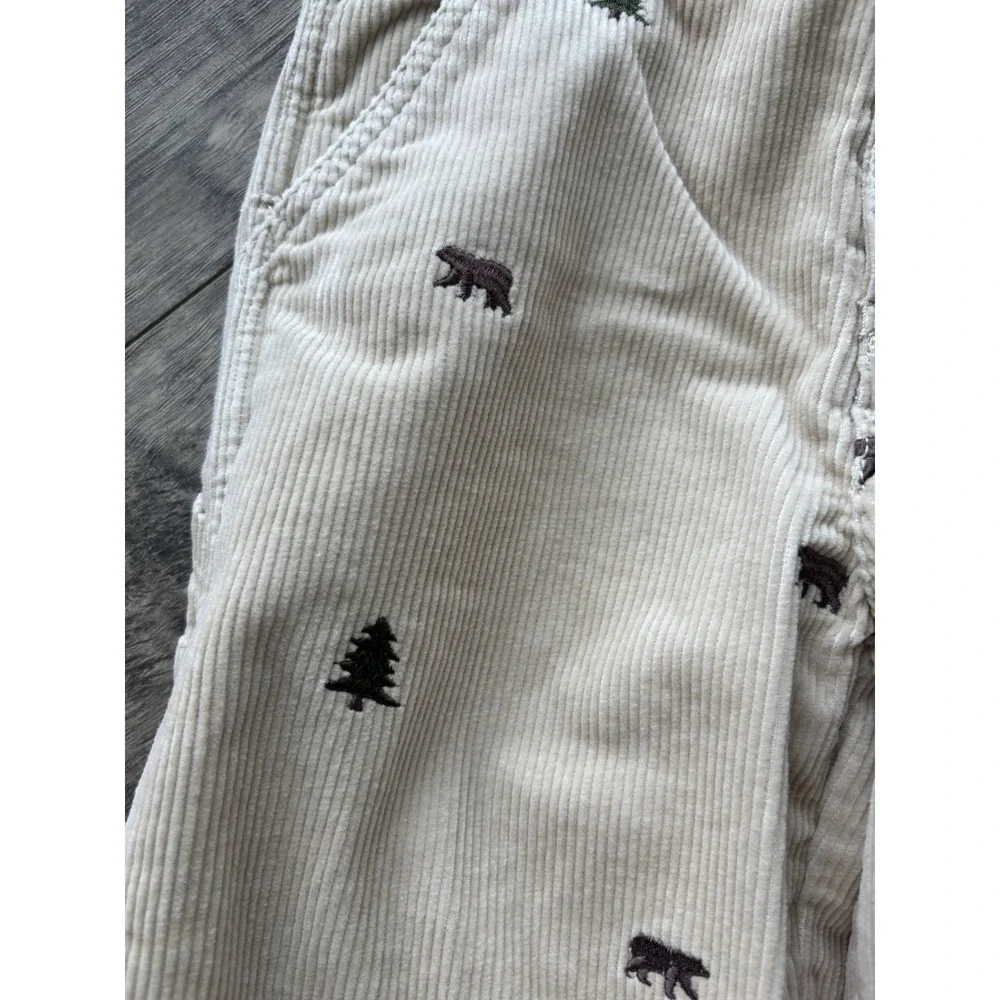 Best &‎ Co Boys Size 5 Corduroy Pants Christmas Tree Bear Embroidered